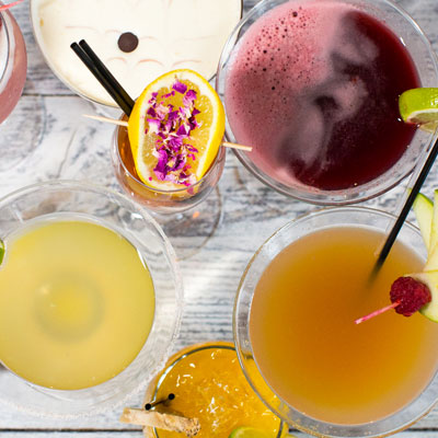 Cocktails on a tray for a celebration